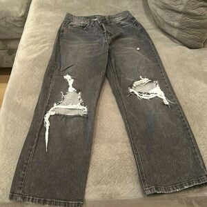 Black faded ripped jeans